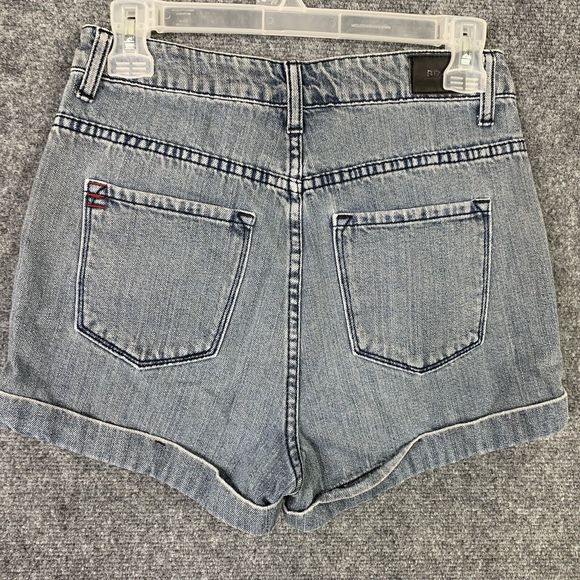 BDG Super High Rise Foxy Button Fly Cuffed Shorts Women 26 Blue Denim 5 Pocket - Picture 5 of 11